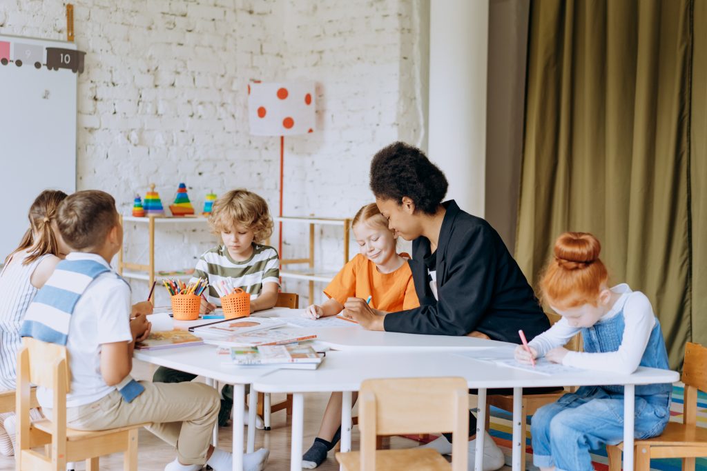 Children and teacher in classroom