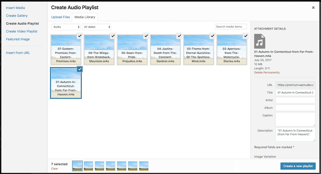 For additional audio player features; How To Add Music And Embed Audio Playlists In Wordpress Leafcolor