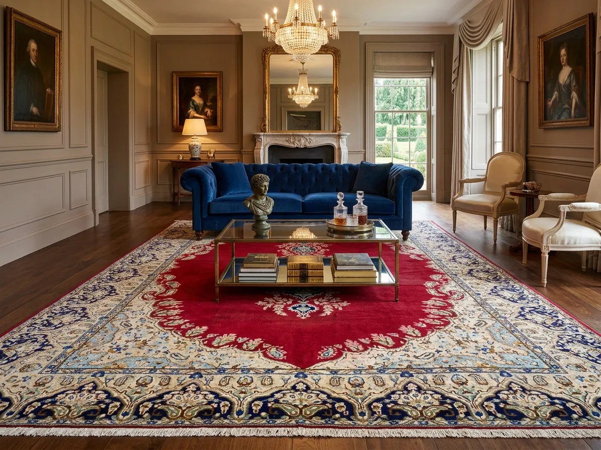 Handmade Persian Kerman rug, Size: 384x290 cm, fine knotted by natural wool & vegetable dye, R35 000 valuation certificate & exchange warranty. Imported from Iran.