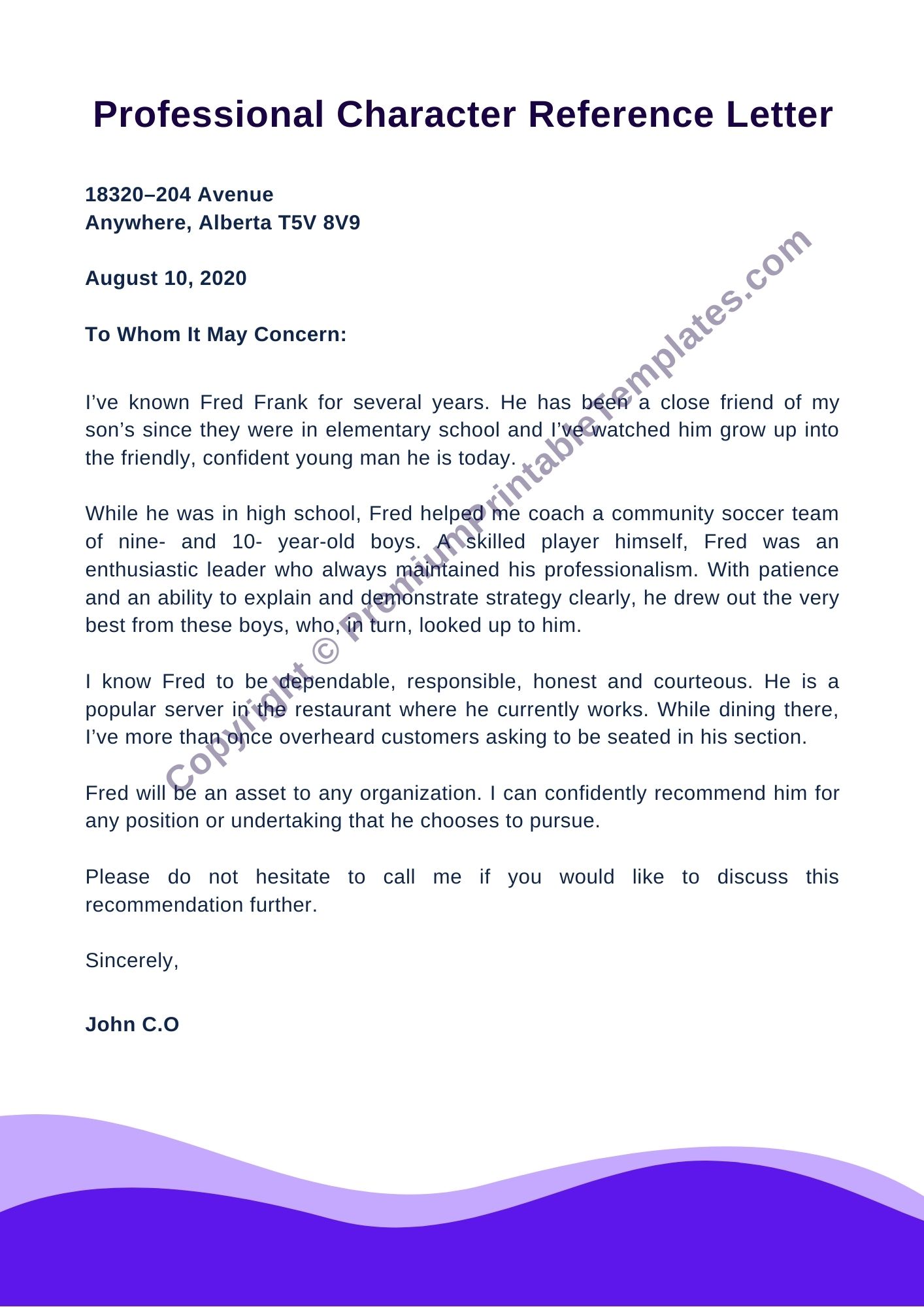 Professional Character Reference Letter Pdf Word Pack Of 5 Premium Printable Templates