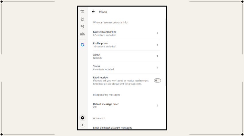 Step 4: Find and turn off “Read Receipts”