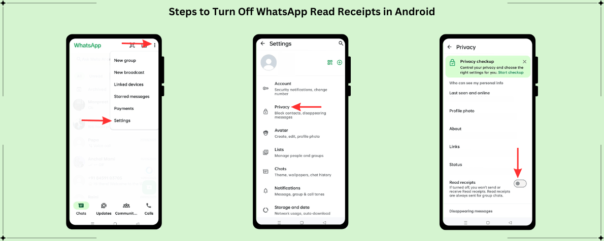 Turn Off WhatsApp Read Receipts in Android