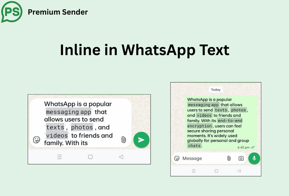 How to Add Inline Code in WhatsApp?