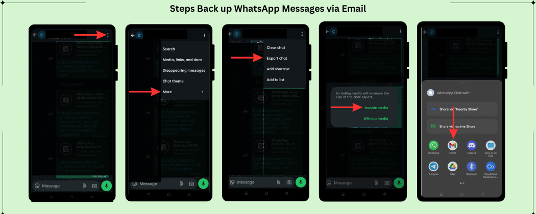 Method 3: Back Up WhatsApp Messages via Email