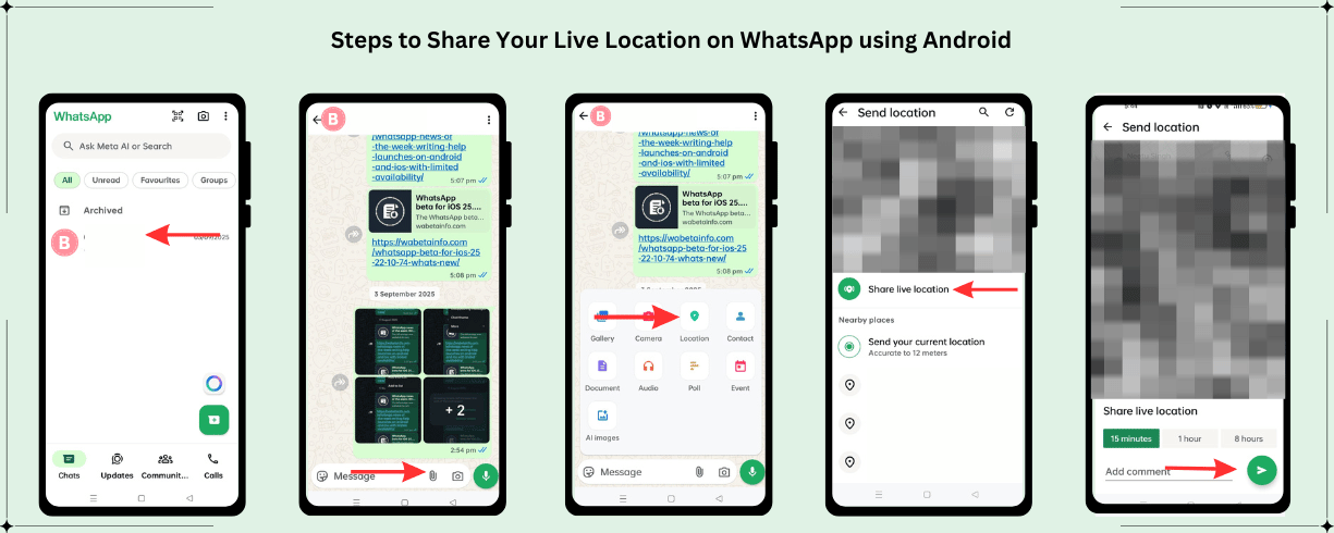 Steps to send live location on WhatsApp Android
