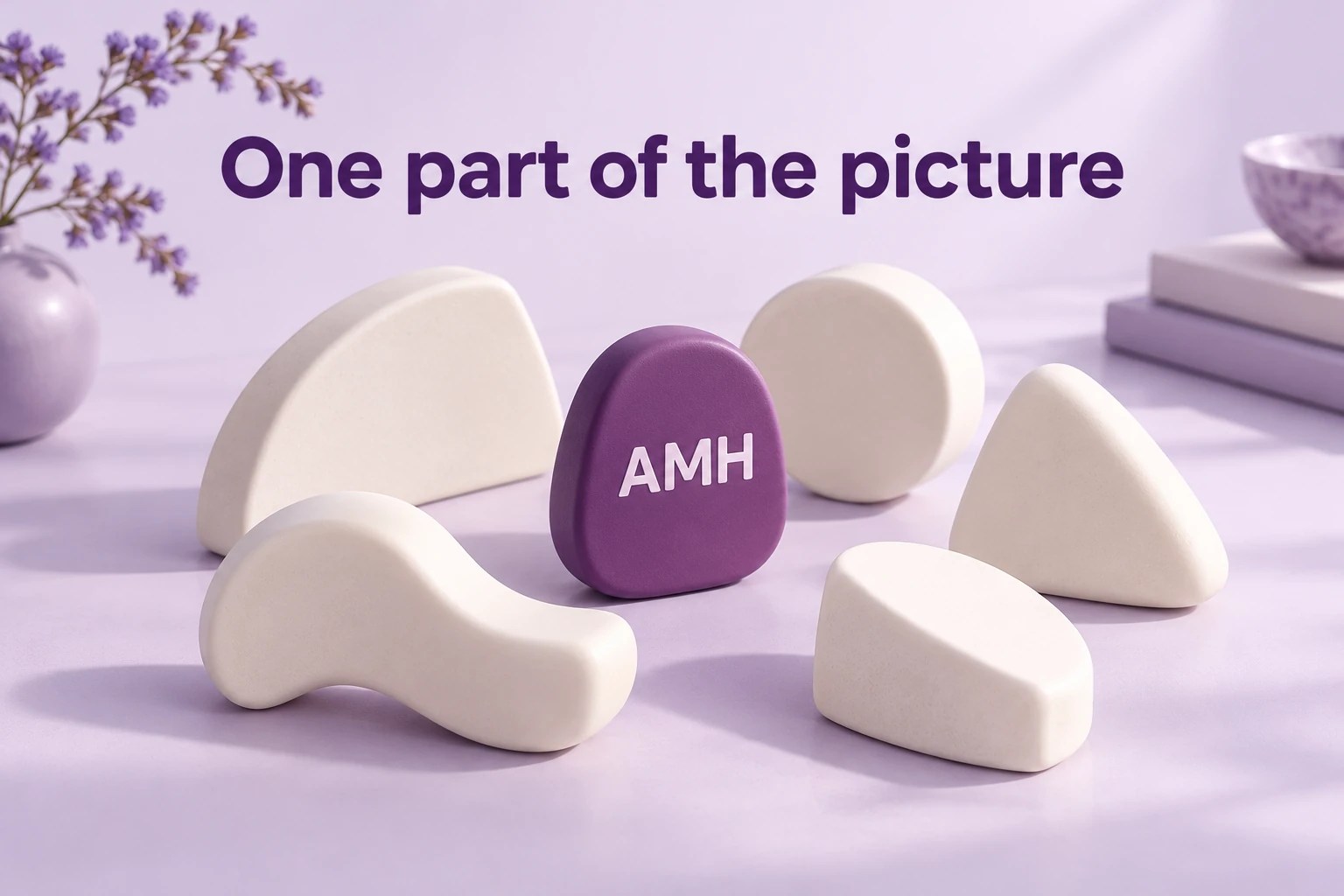 A single AMH result card fits beside several other blank pieces of a larger clinical picture.