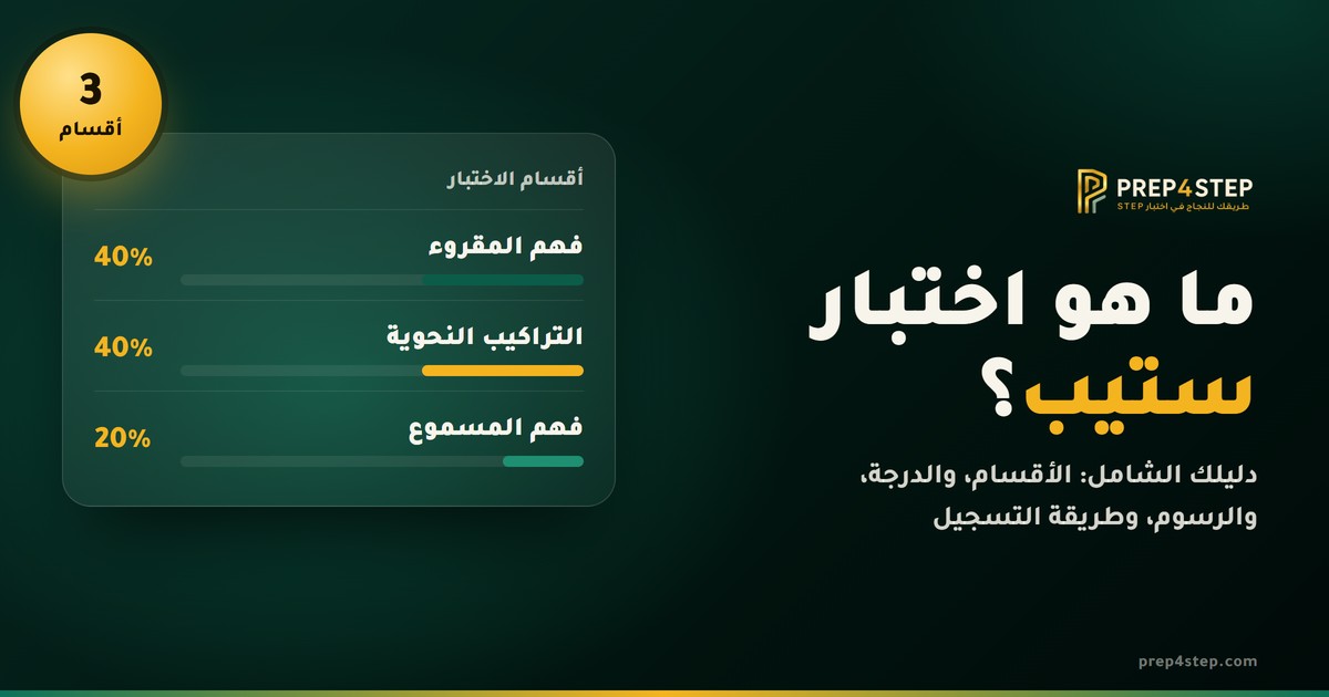 ما هو اختبار ستيب: أقسامه الثلاثة ونسبة كل قسم من الدرجة