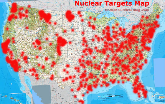 US Nuclear Target Map Potential Targets And Safe Zones US Target Map 
