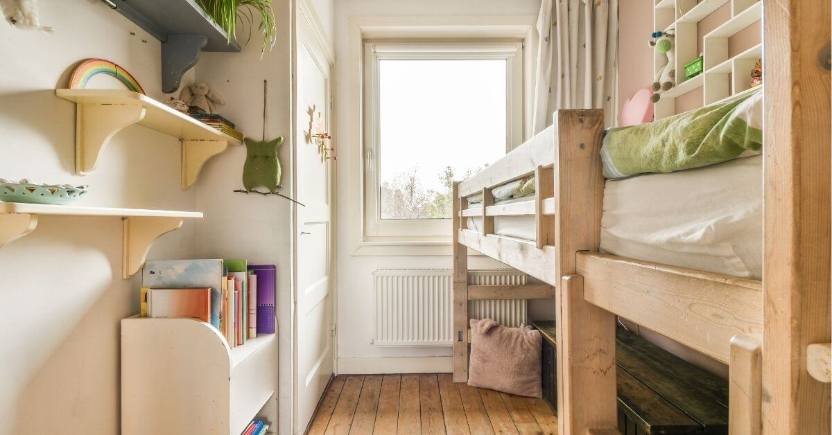 Creative window treatments for small windows above bed