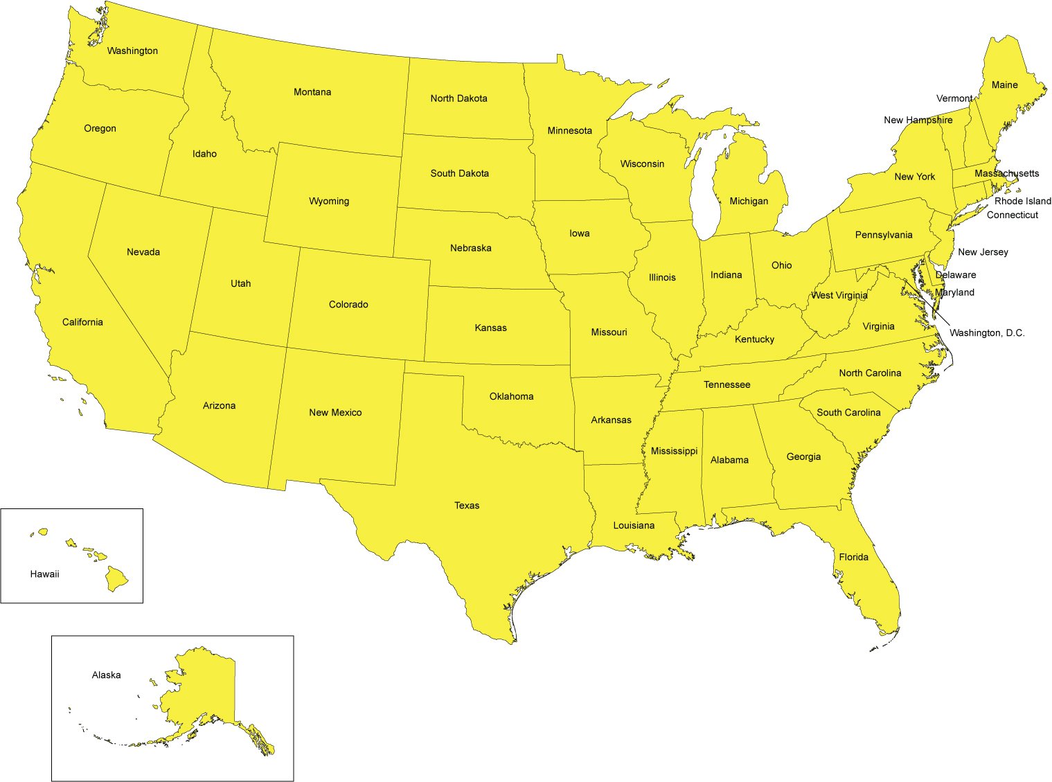 Editable USA Map With State Names Usa1 