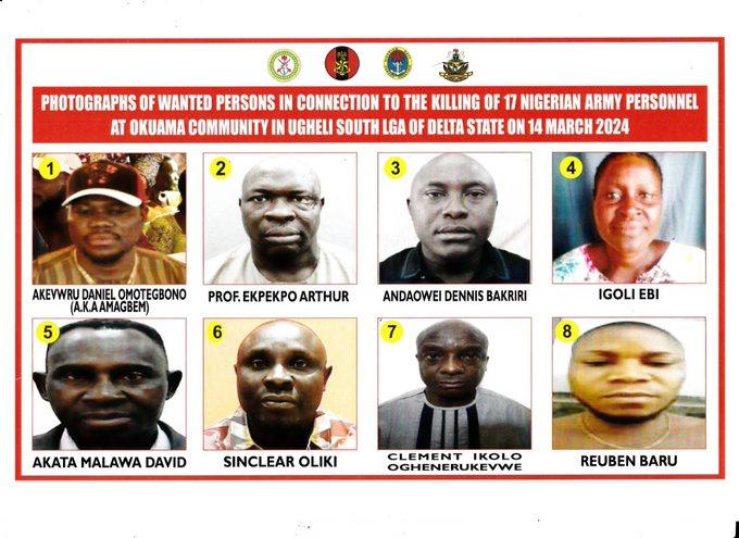 Army declares eight wanted in connection with killing 17 officers in Okuama