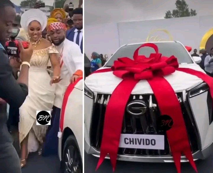 Davido gifts Chioma brand new SUV on wedding day