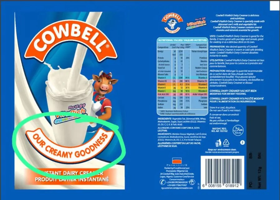 NAFDAC alerts public to fake cowbell milk in circulation