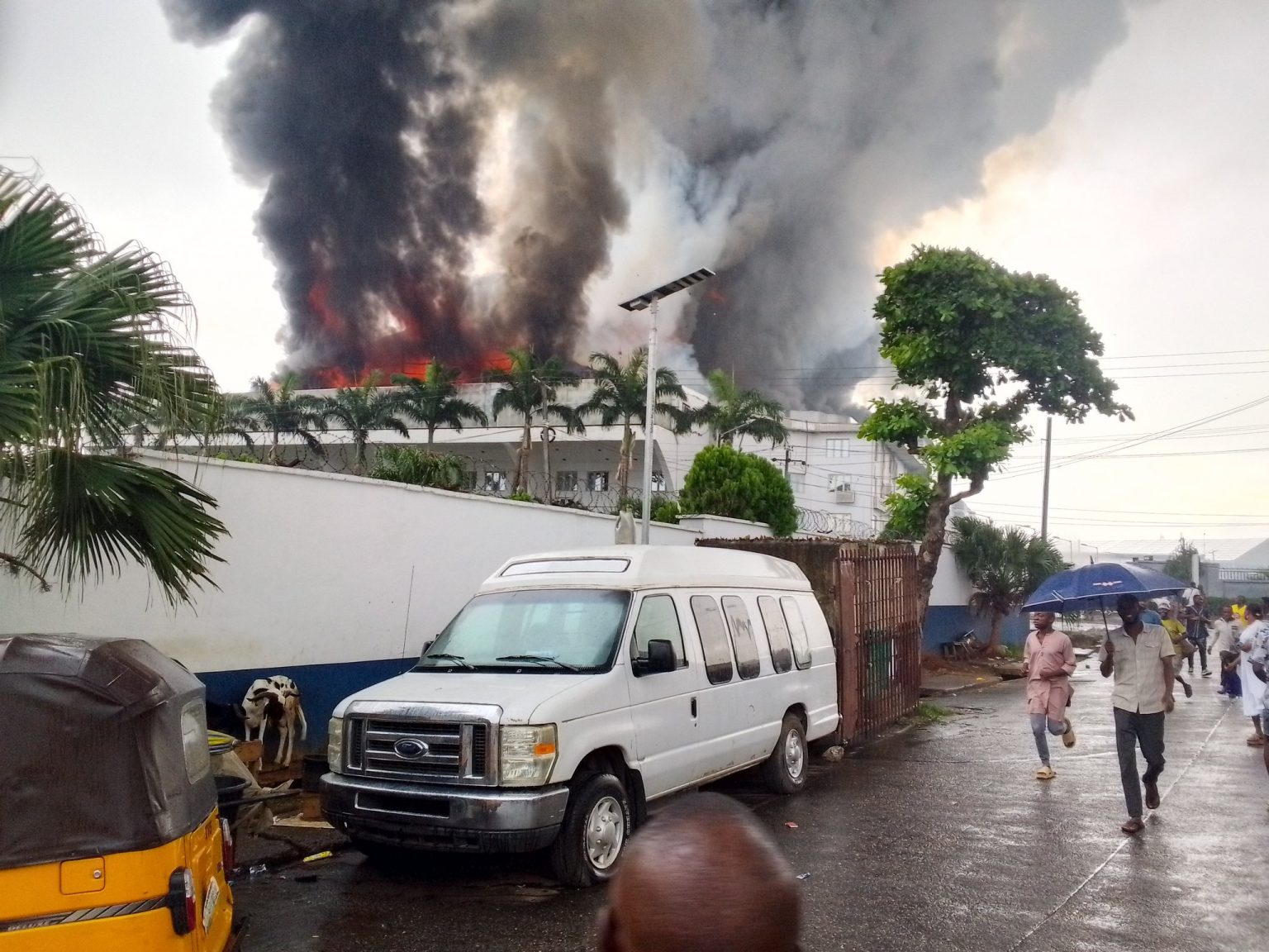 (video)Fire guts christ embassy headquarters in Lagos
