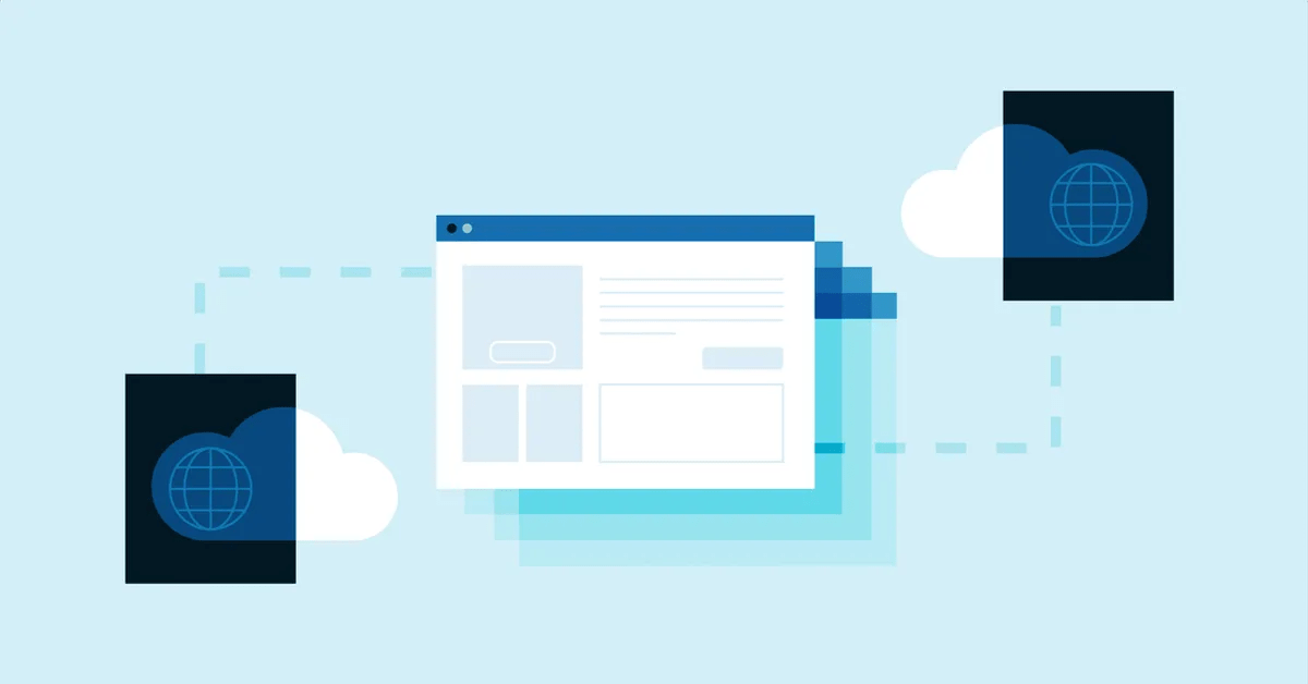 illustration of a website moving from one domain to another