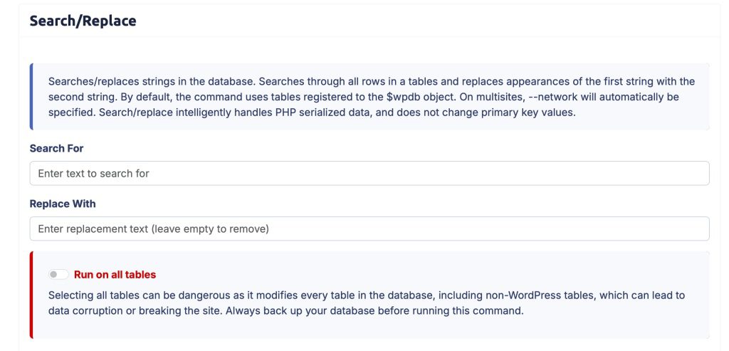 Search/Replace feature option in My.Pressable.com Dashboard.