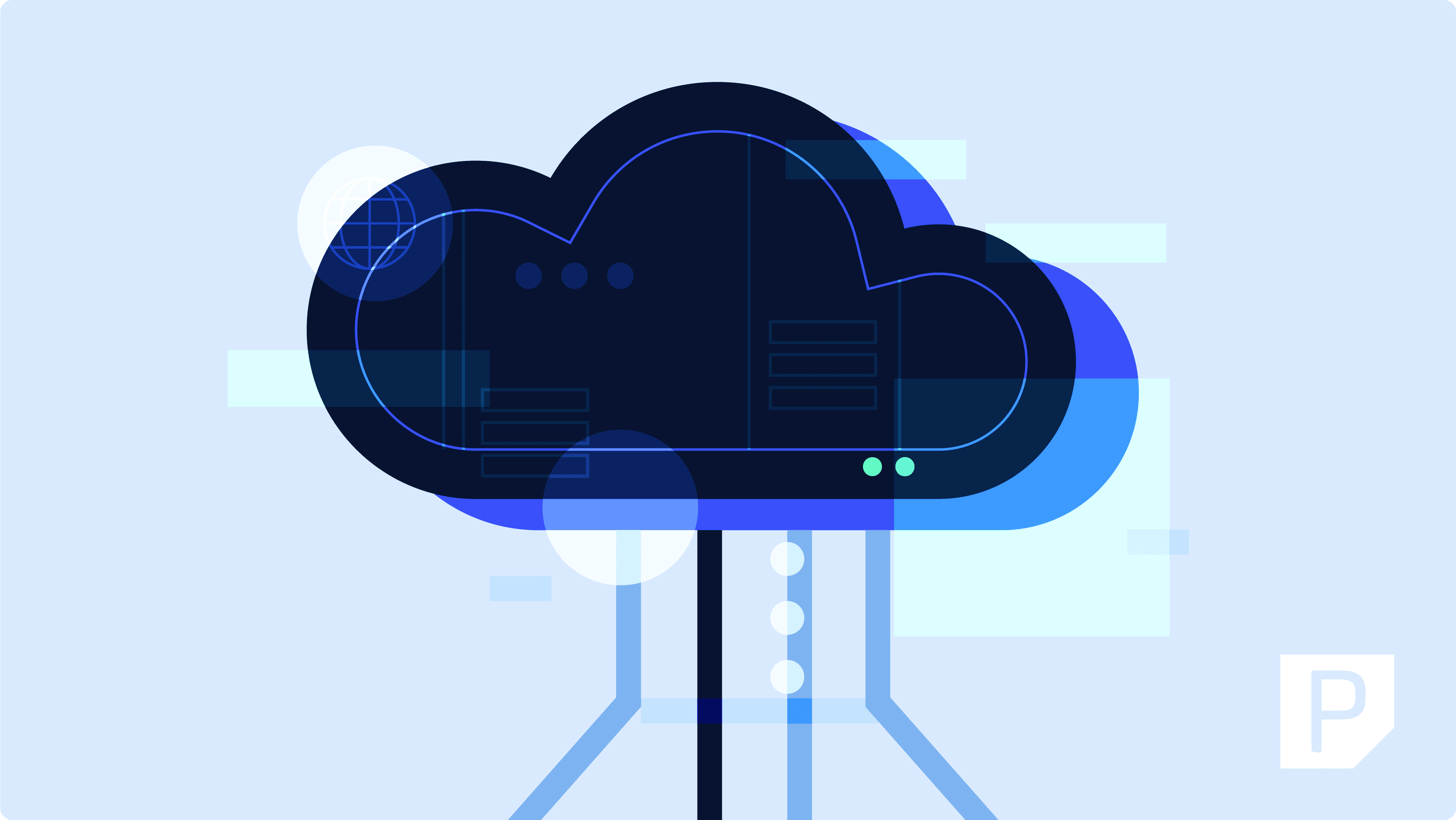 two clouds withe graphics going through it illustration