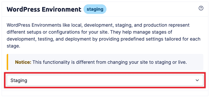 WordPress Environment Types