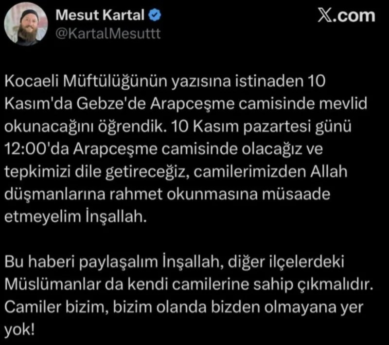 Gebze’de Mevlit Paylaşımı Sonrası Gözaltı!