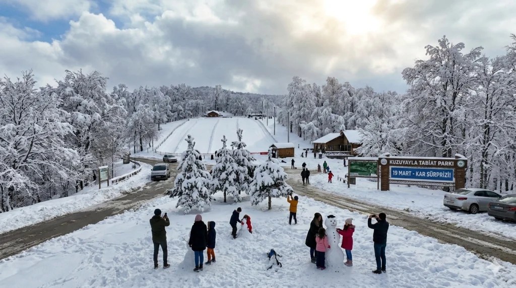 Kuzuyayla’da Mart ayında kar sürprizi