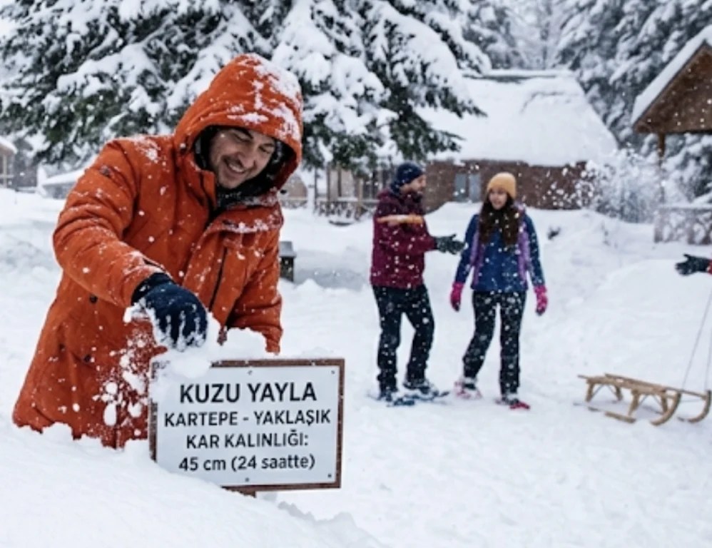Kuzu Yayla’da kar kalınlığı 45 santimetreye ulaştı