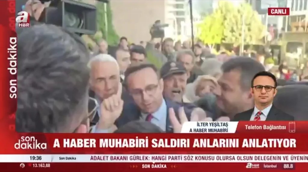 Muhabire CHP önünde saldırı girişimi!