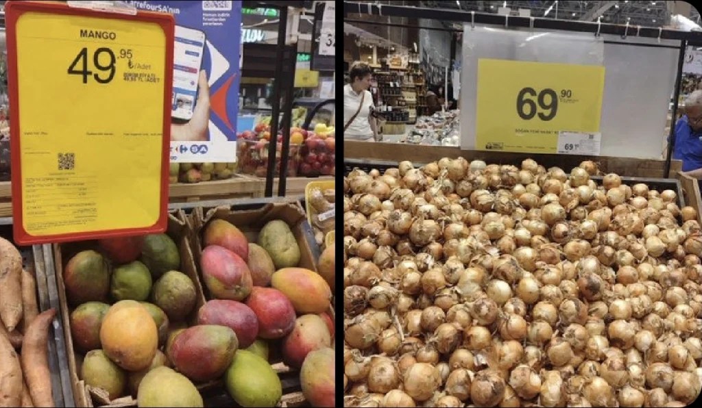 Peru mangosu 50 TL, yerli soğan 70 TL!