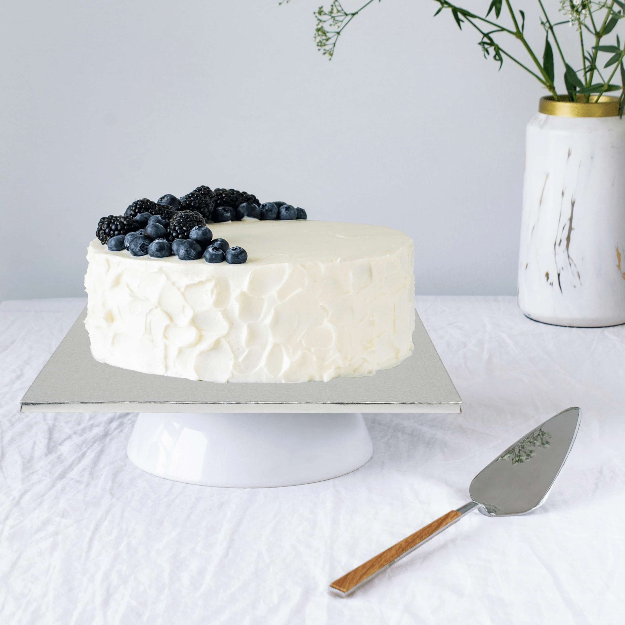 12 Inch Silver Cake Square