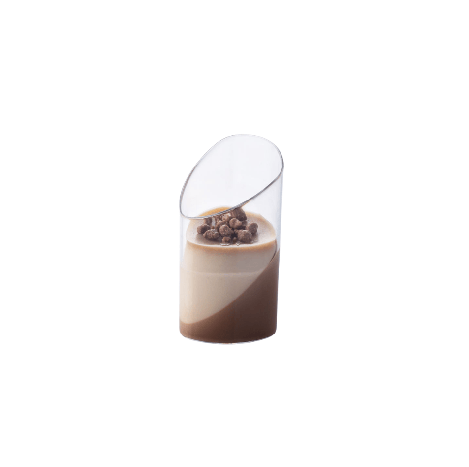Angled Tube Dessert Cup 80ml clear plastic