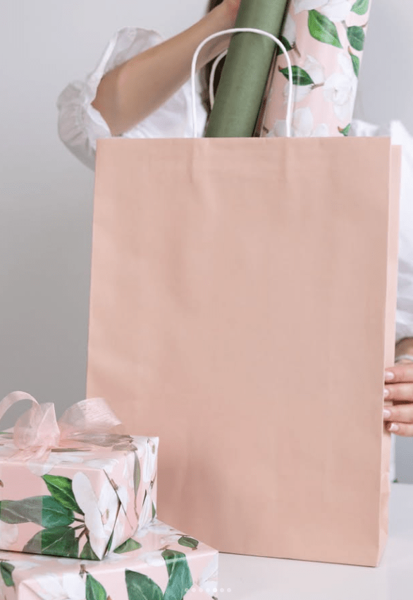 Earth Collection Large Dusty Pink Kraft Carry Bags