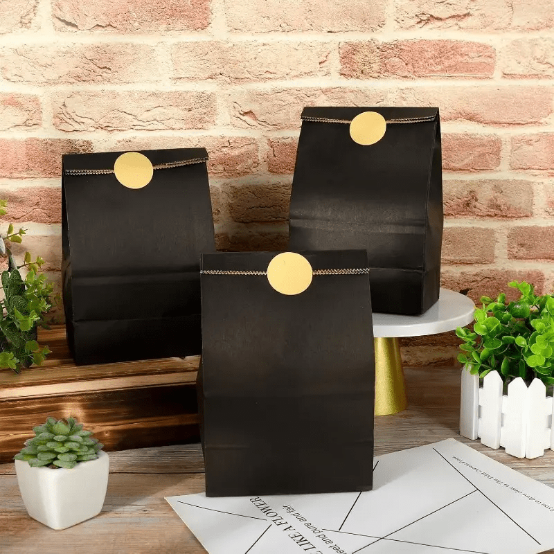 Small Jet Black Kraft Paper Gift Bags