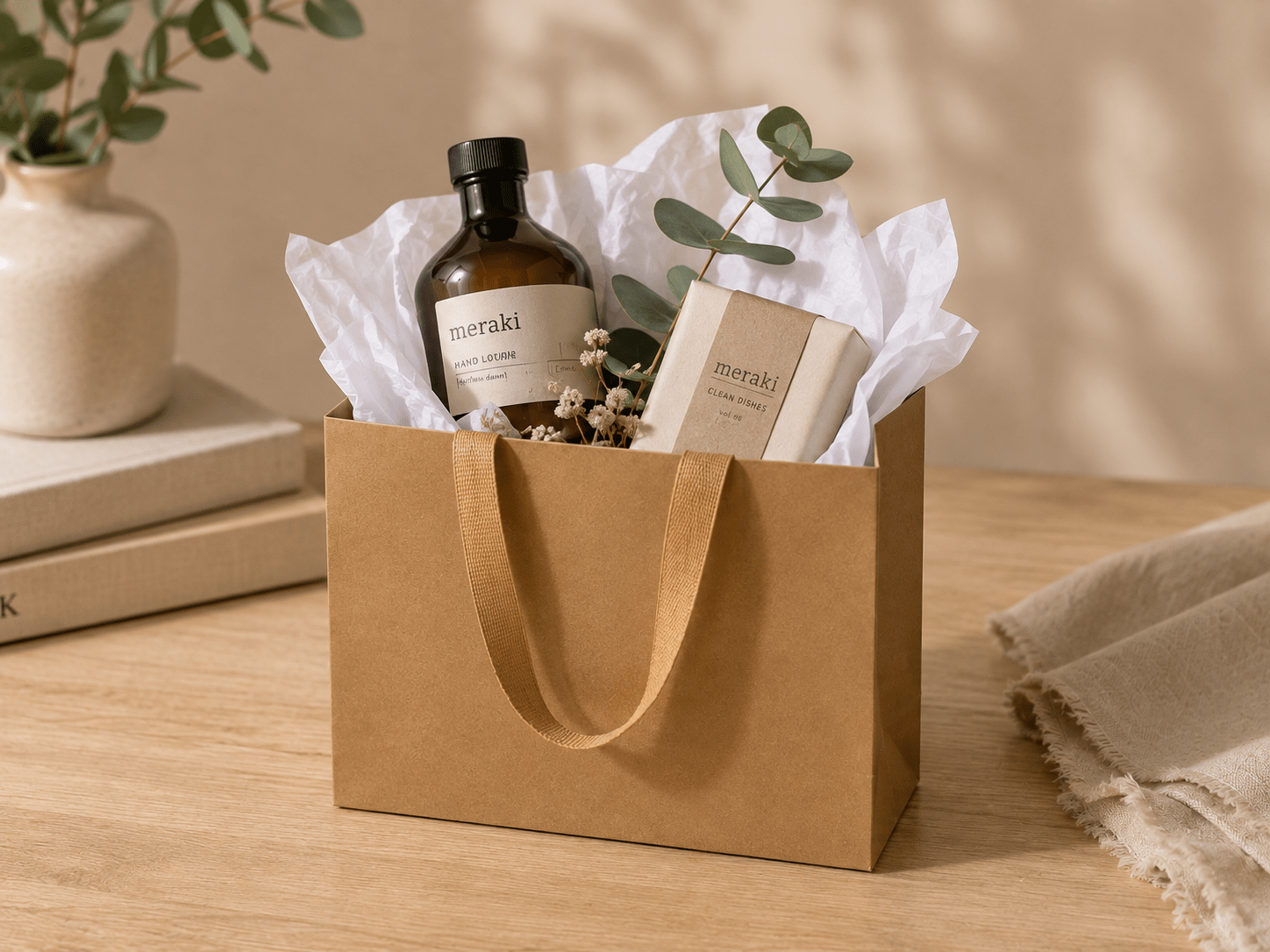 Premium Brown Kraft Embossed Paper Bag