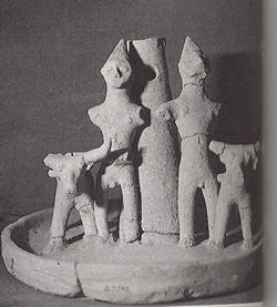 Storm God Baal (or Ba’al), male god of storms, lightning, and fertility. Symbols include the bull and lightning bolts.