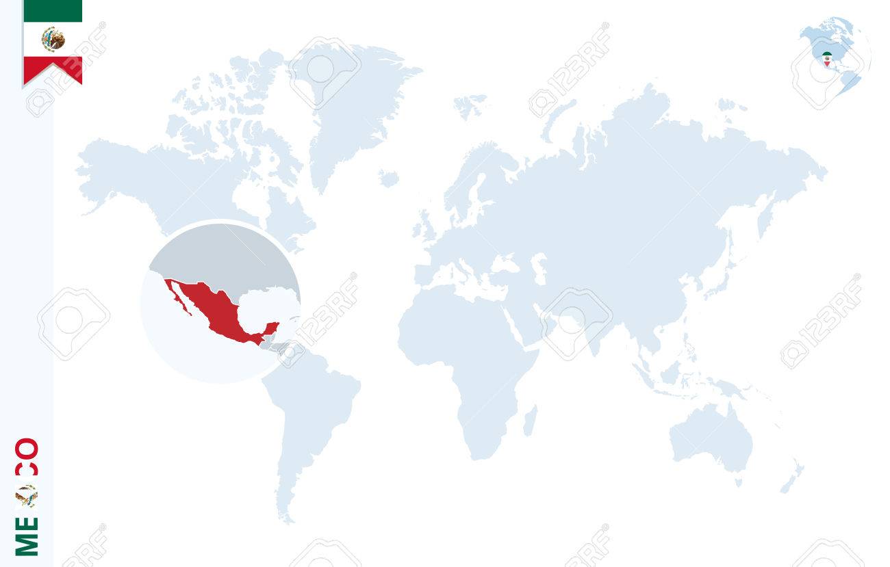 world map with magnifying on mexico blue earth globe with mexico flag pin zoom on mexico map vector illustration royalty free cliparts vectors and stock illustration image 59970173