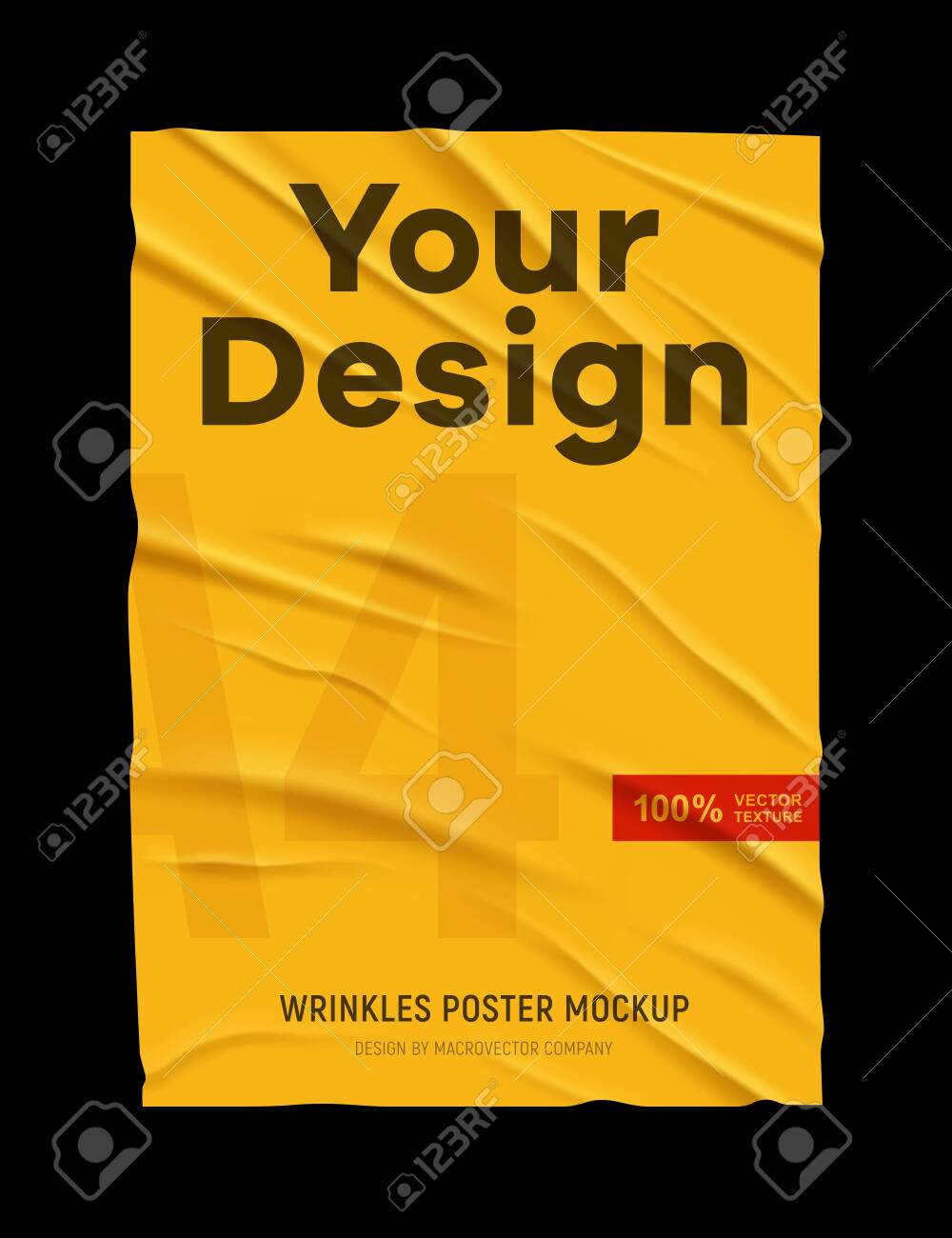 Our poster mockup will serve you best for this cause. Wrinkled Badly Glued Crumpled Yellow Paper Poster Mock Up Texture Black Background Your Design Realistic Vector Illustration Royalty Free Cliparts Vectors And Stock Illustration Image 145176687