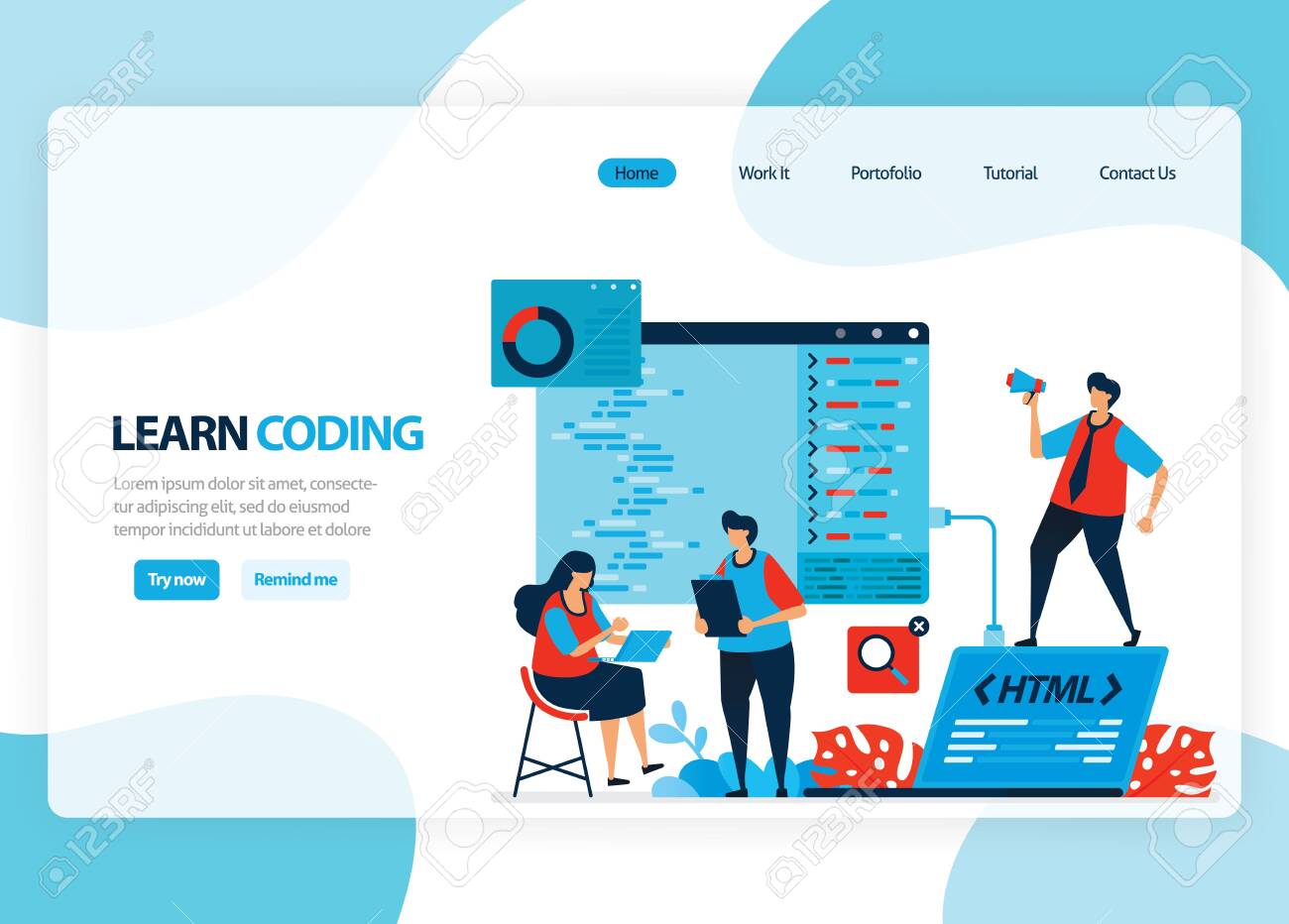 Oleh karena itu, sangat penting membuat portofolio yang baik. Vector Homepage For Learning Programming And Coding Application Development With A Simple Programming Language Flat Illustration For Landing Page Template Ui Ux Web Mobile App Banner Flyer Royalty Free Cliparts Vectors And