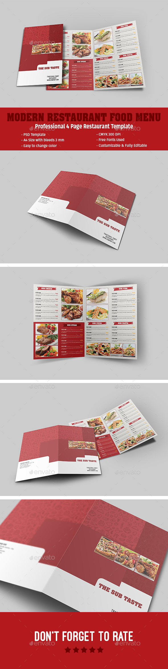 Modern Food Menu Restaurant Display Graphics Designs Templates