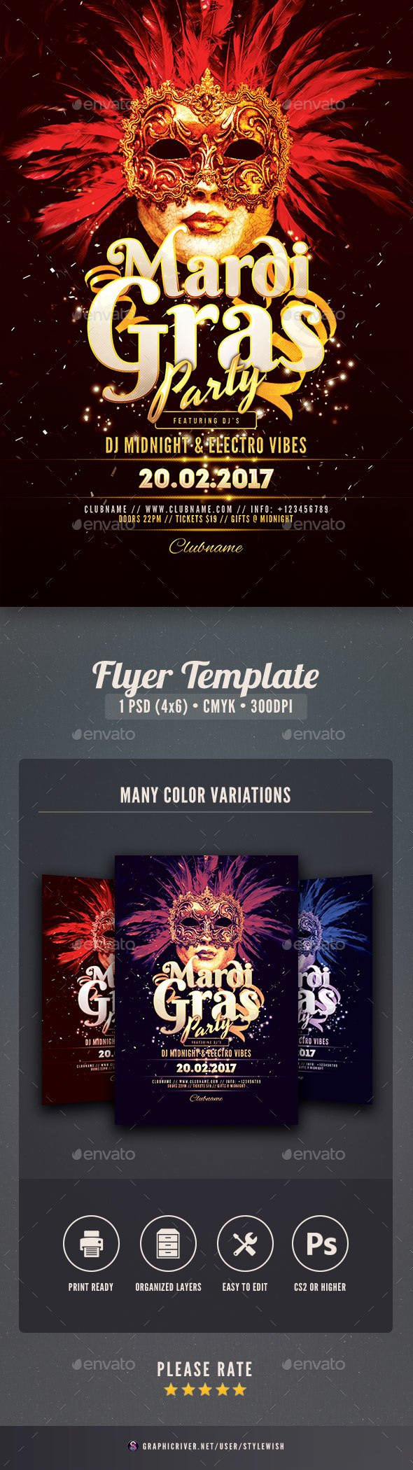 Carnival Psd Costume Club Party Flyer Templates