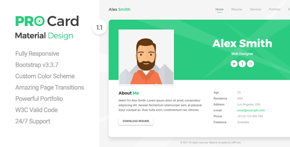 Html Business Card Website Templates From Themeforest