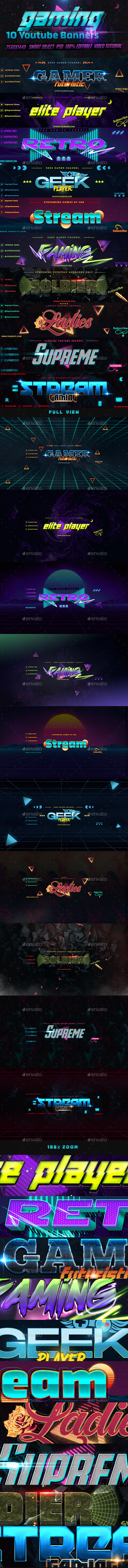 Gaming Youtube Banner Graphics Designs Templates