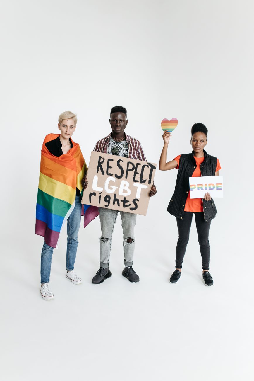 a group of people holding placards