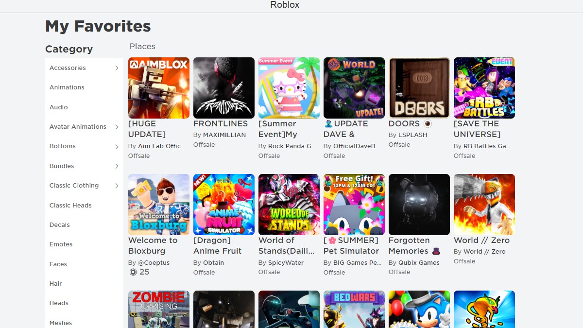 How To View Favorites On Roblox Prima Games Roblox Favorites 