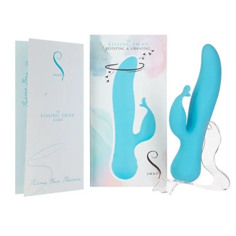 Kissing Swan Rabbit Vibrator (Blue)