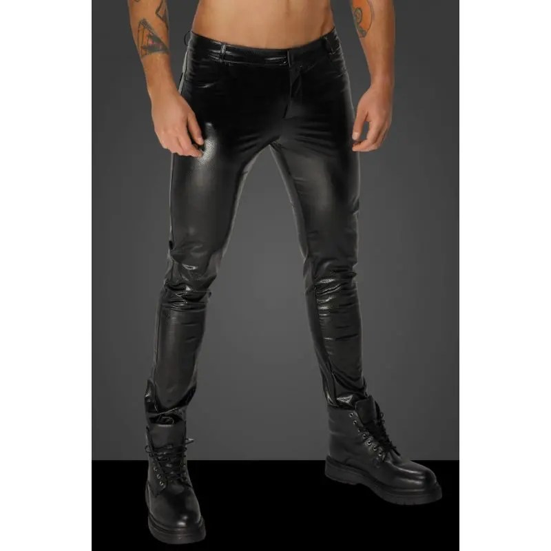 Noir Snake Wetlook Long Pants with Back Pockets (Black - Small)