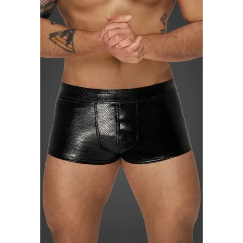 Noir Snake Wetlook Short Shorts  (Black - Small)