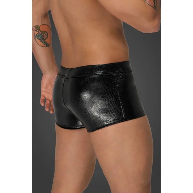 Noir Snake Wetlook Short Shorts  (Black - Large)