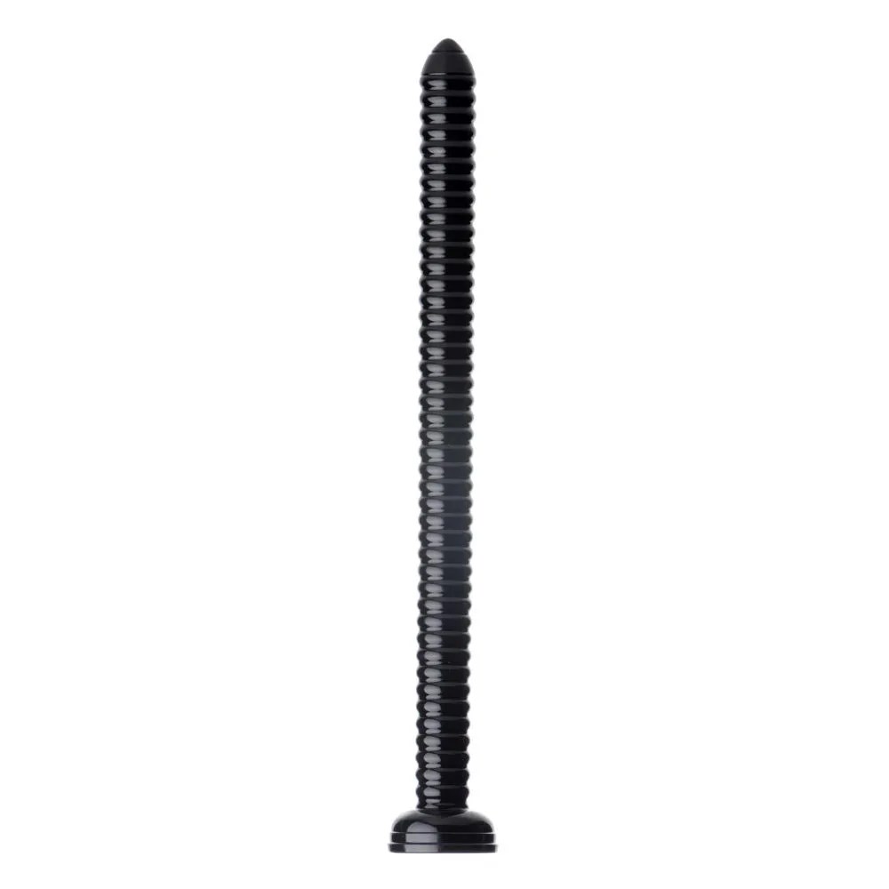 Hosed 19in Ribbed Anal Snake (Black)