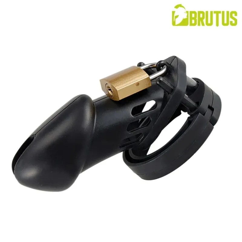 Brutus Denial Silicone Chastity 2 Cage Set Black