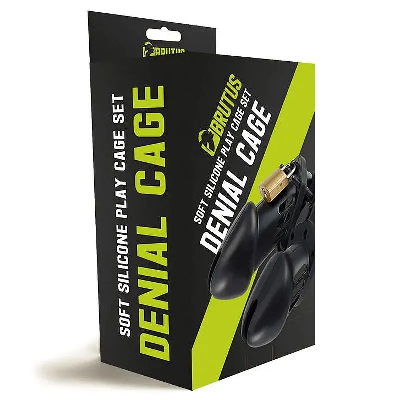 Brutus Denial Silicone Chastity 2 Cage Set Black