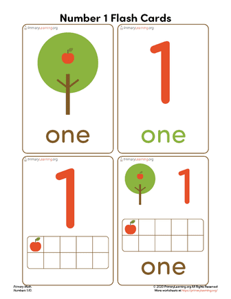 number one flash cards primarylearning org